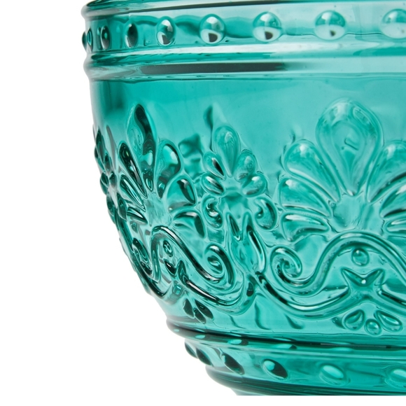 ❤️ New Pioneer Woman Cassie Teal Embossed 4 Piece Bowls - Picture 4 of 7